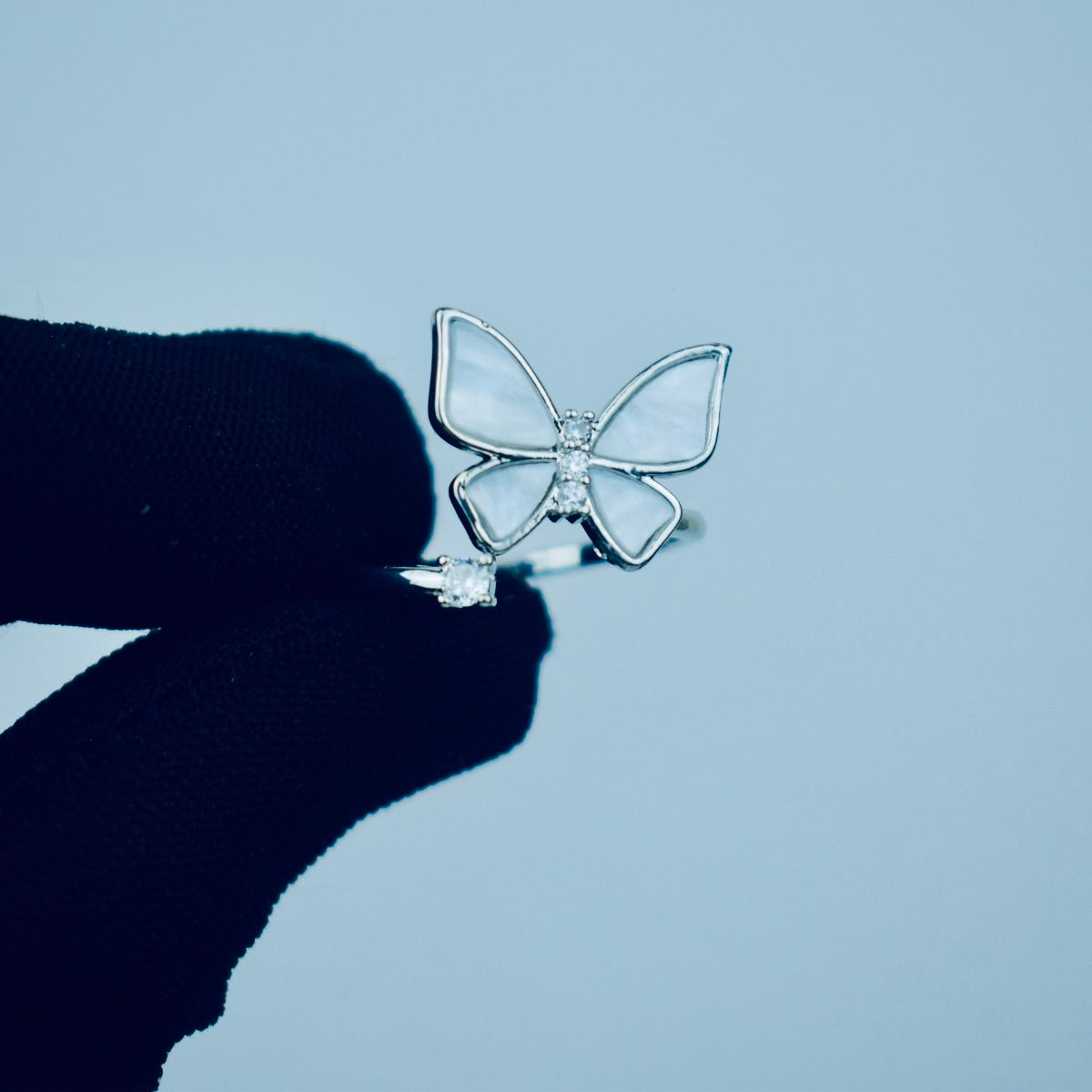 Graceful adjustable Butterfly Stone Ring