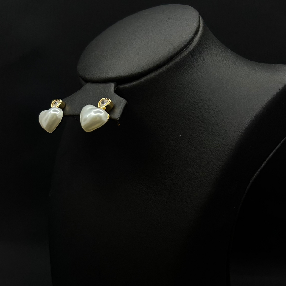 Heart Pearl Drop Earrings – Double Heart Design | 20% OFF
