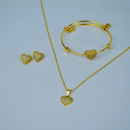 Shiny Heart-Shaped Necklace Set | 20% OFF
