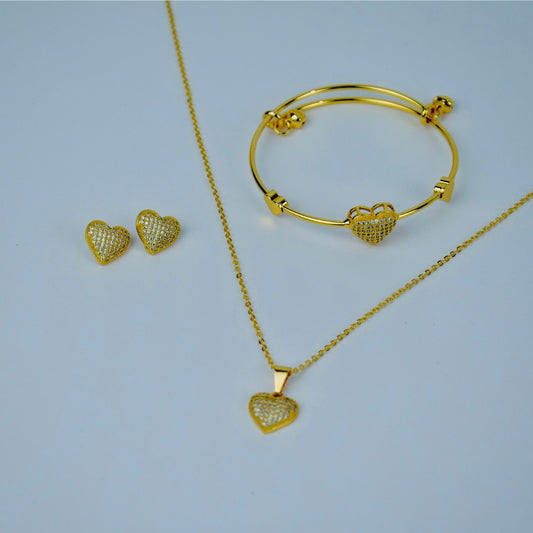 Shiny Heart-Shaped Necklace Set | 20% OFF