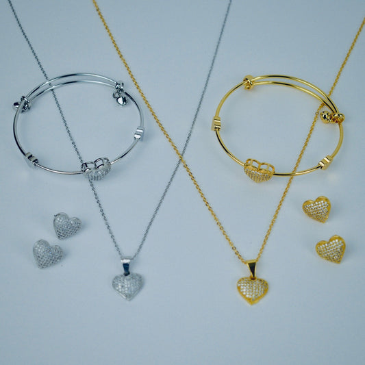 Shiny Heart-Shaped Necklace Set | 20% OFF