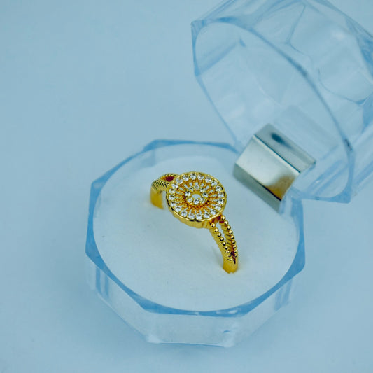 Elegant Adjustable Crystal Ring (Gold & Silver)