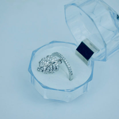 Moveable Leaf Adjustable Ring Sparkling and Unique Design