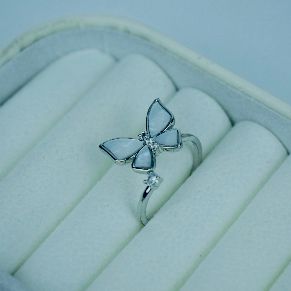 Graceful adjustable Butterfly Stone Ring