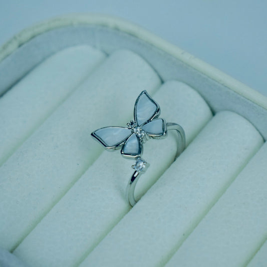 Graceful adjustable Butterfly Stone Ring