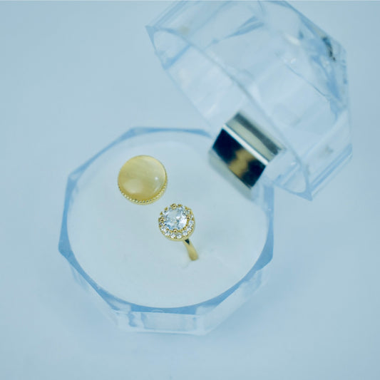 Stylish Glossy & Crystal Ring Flat 20% OFF