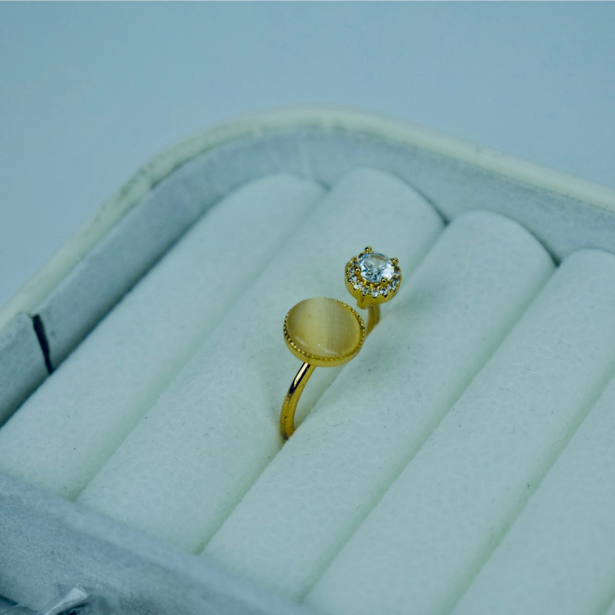 Stylish Glossy & Crystal Ring Flat 20% OFF