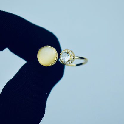 Stylish Glossy & Crystal Ring Flat 20% OFF