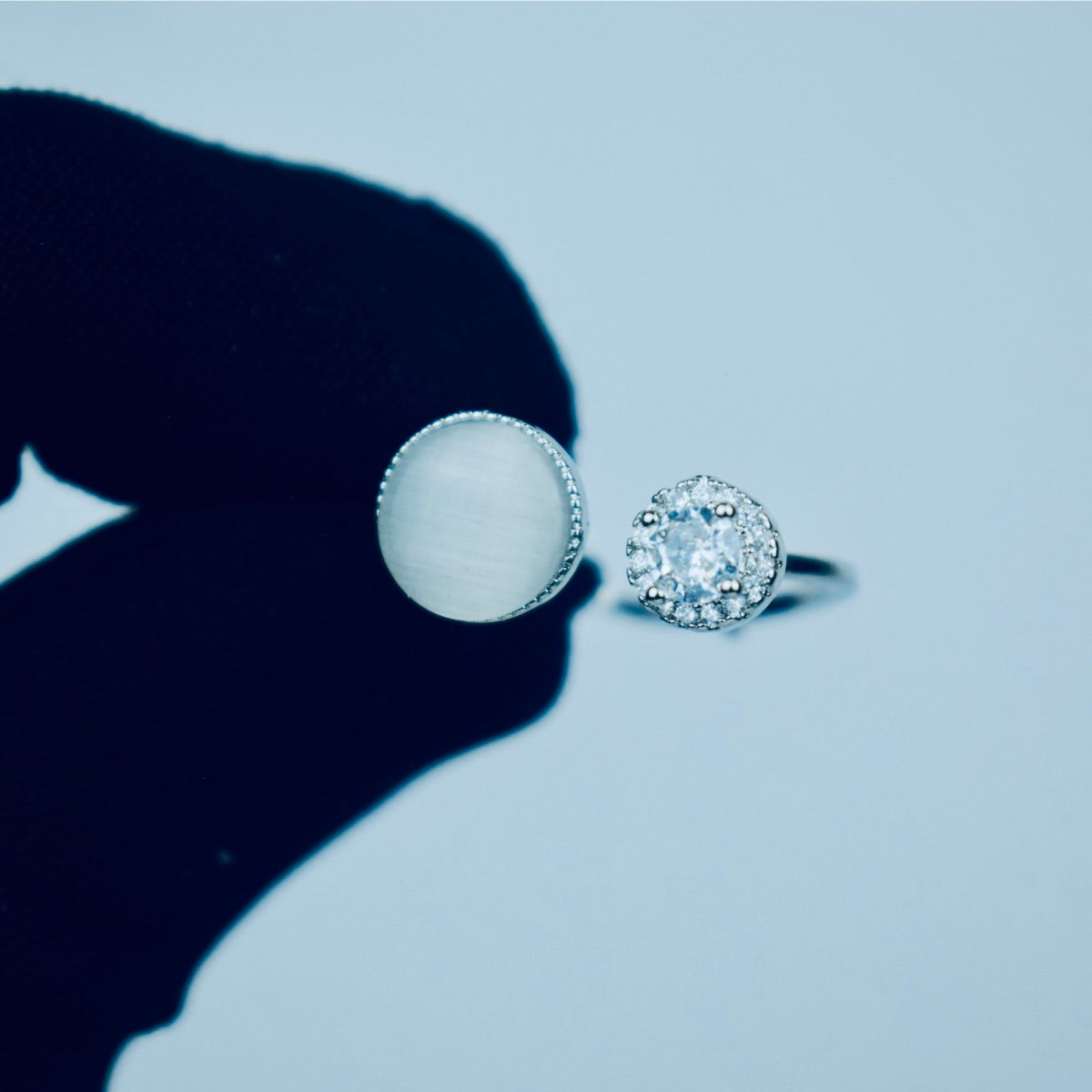 Stylish Glossy & Crystal Ring Flat 20% OFF