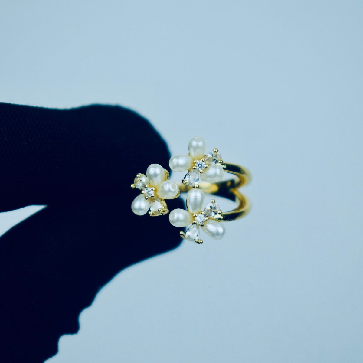 Pearl Blossom Adjustable Flower Ring – 2 Colors | Flat 20% OFF