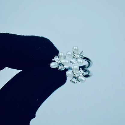 Pearl Blossom Adjustable Flower Ring – 2 Colors | Flat 20% OFF