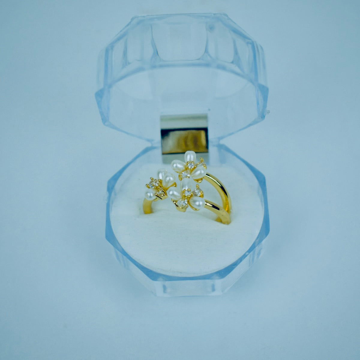 Pearl Blossom Adjustable Flower Ring – 2 Colors | Flat 20% OFF