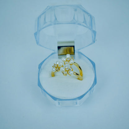 Pearl Blossom Adjustable Flower Ring – 2 Colors | Flat 20% OFF