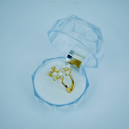 Pearl Blossom Adjustable Flower Ring – 2 Colors | Flat 20% OFF