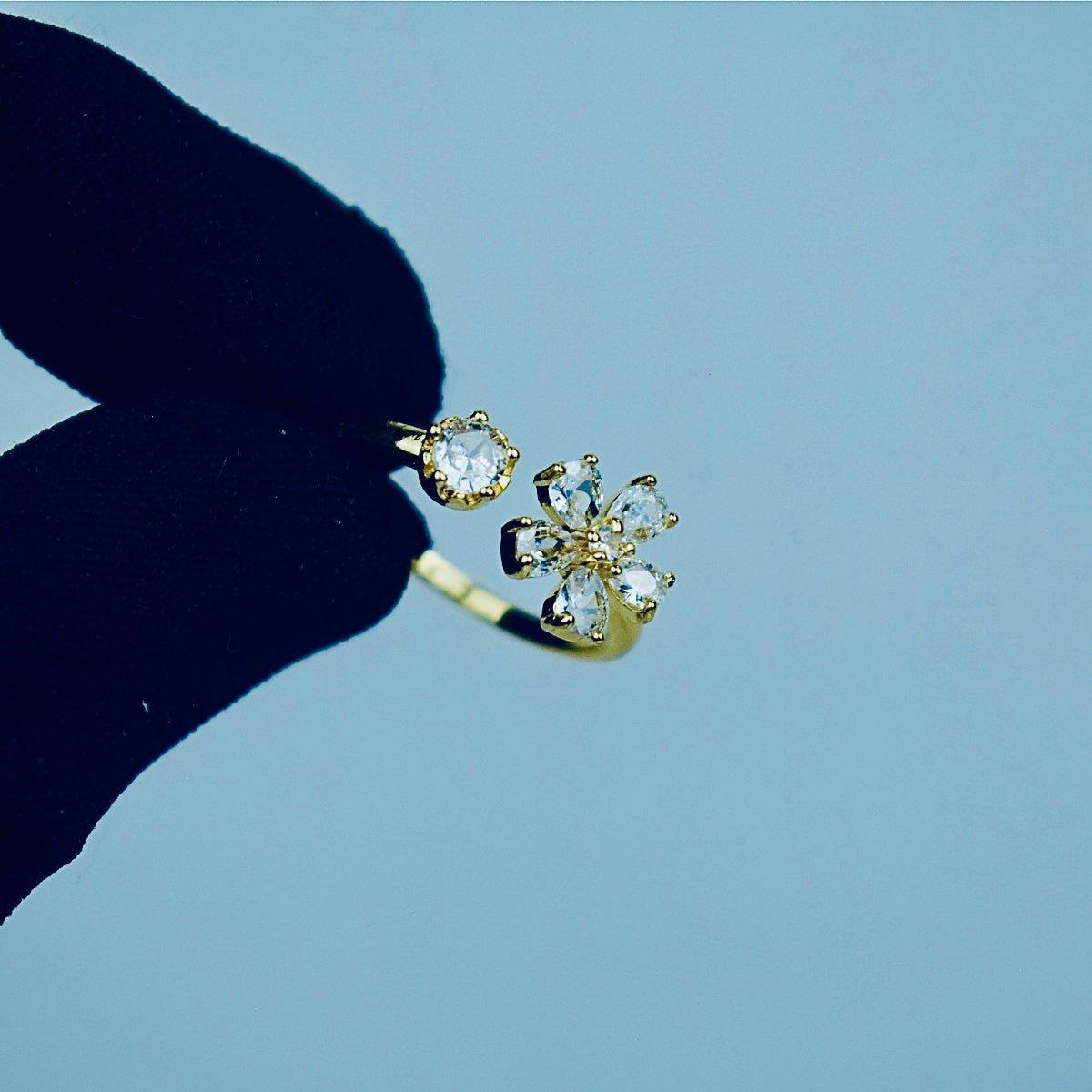 Dual Charm Adjustable Flower Ring (Gold & Silver) | Flat 20% OFF