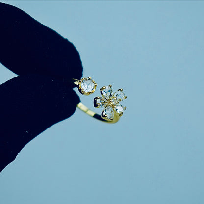 Dual Charm Adjustable Flower Ring (Gold & Silver) | Flat 20% OFF