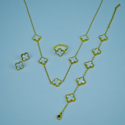 Elegant Clover Necklace Set (Black & White) – | Flat 20% OFF