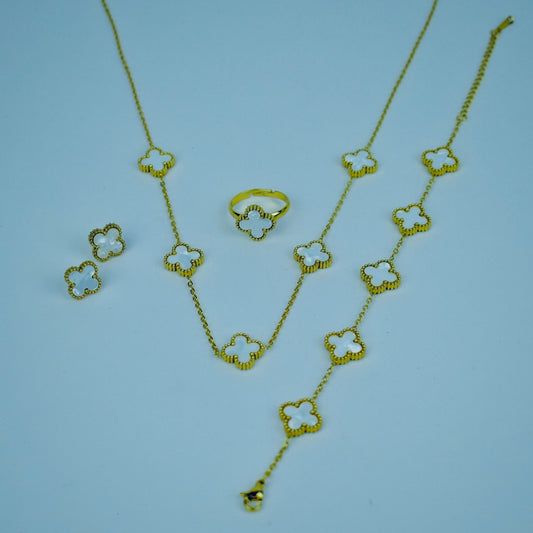 Elegant Clover Necklace Set (Black & White) – | Flat 20% OFF