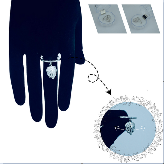 Moveable Leaf Adjustable Ring Sparkling and Unique Design