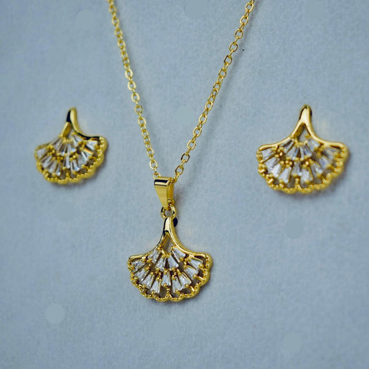 Elegant Fan-Leaf  Neckless Set | 20% OFF